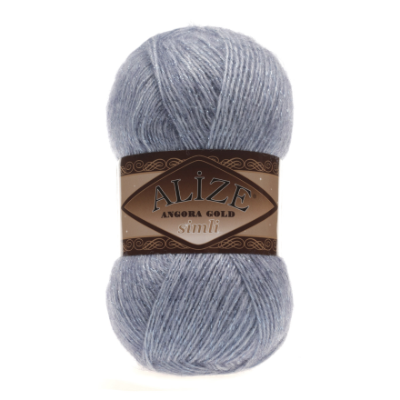 Angora Gold Simli (Alize) 221 джинсовый меланж, пряжа 100г