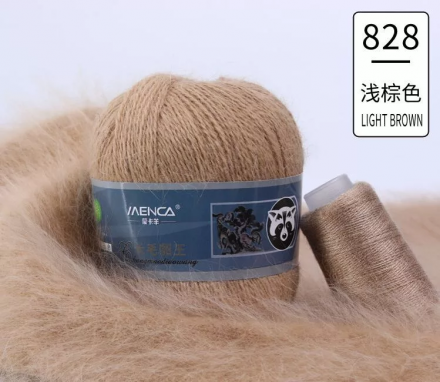 Пух норки и катушка с ниткой (Mink) 828 светло-коричневый, пряжа 50г