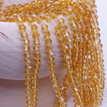 023 жёлтый, биконус 2мм, бусины стеклянные 160шт