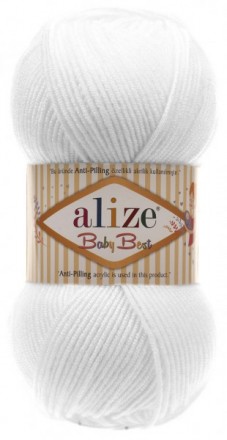 Baby Best (Alize) 55 белый, пряжа 100г