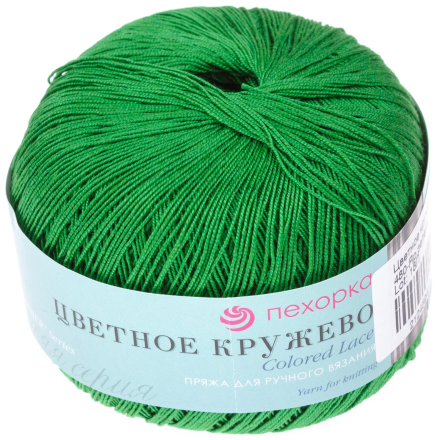 Цветное кружево (Пехорка) 480 яркая зелень, пряжа 50г