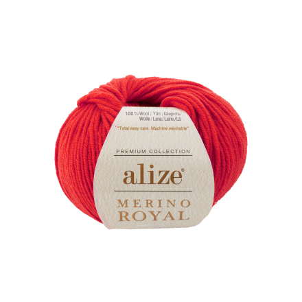 Merino royal (Alize) 56 красный, пряжа 50г