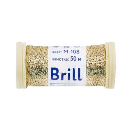 M-108 под золото &quot;Brill&quot; (аналог Kreinik) мулине металлик 50 м