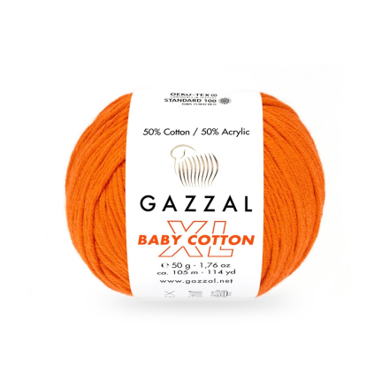 Baby Cotton XL (Gazzal) 3419 оранжевый, пряжа 50г
