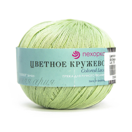 Цветное кружево (Пехорка) 09 зеленое яблоко, пряжа 50г