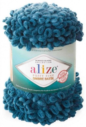 Puffy Fine Ombre Batik (Alize) 7263 тем.бирюза, пряжа 500г