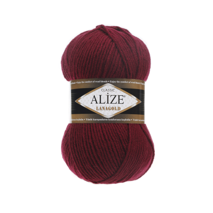Lanagold (Alize) 57 бордо, пряжа 100г