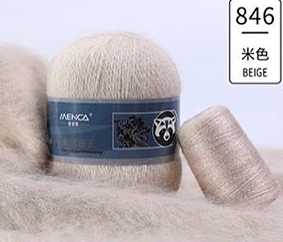 Пух норки и катушка с ниткой (Mink) 846 бежевый, пряжа 50г