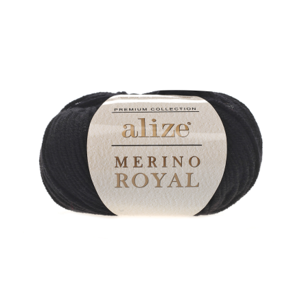 Merino royal (Alize) 60 черный, пряжа 50г