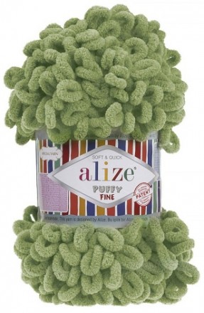 Puffy Fine (Alize) 485 аспарагус, пряжа 100г