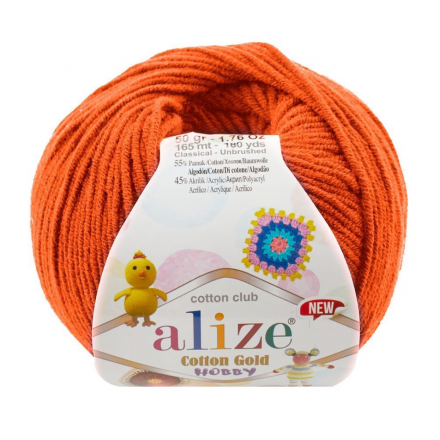 Cotton Gold Hobby New (Alize) 37 оранжевый, пряжа 50г