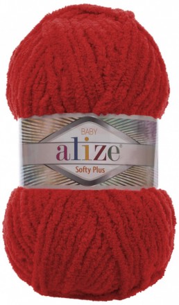 Softy Plus (Alize) 56 красный, пряжа 100г