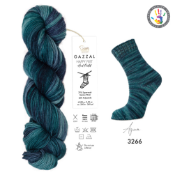 Happy Feet (Gazzal) 3266 аква, пряжа 100г
