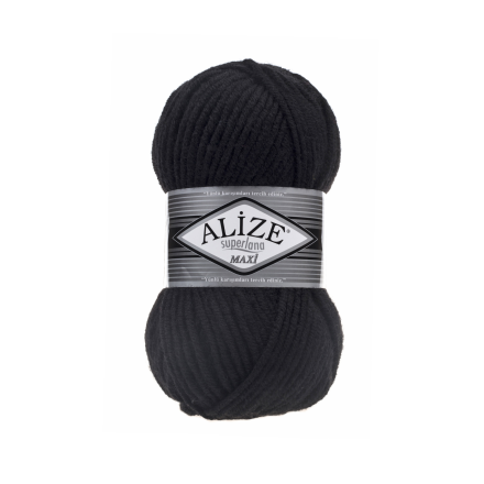 Superlana maxi (Alize) 60 черный, пряжа 100г