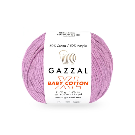 Baby Cotton XL (Gazzal) 3422 розовая сирень, пряжа 50г