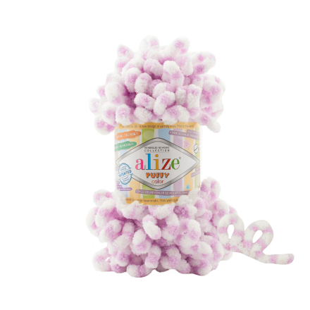 Puffy Color (Alize) 6458 астра-белый, пряжа 100г