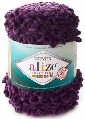 Puffy Fine Ombre Batik (Alize) 7277 баклажан, пряжа 500г