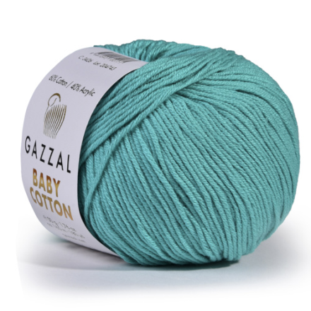 Baby Cotton (Gazzal) 3426 бирюзовый, пряжа 50г