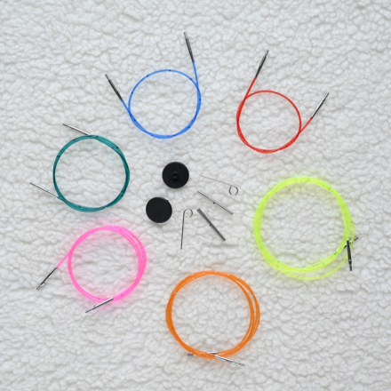 42172 KnitPro Smart Stix: красный тросик 28см (50 см) заглушки и кабельный ключик