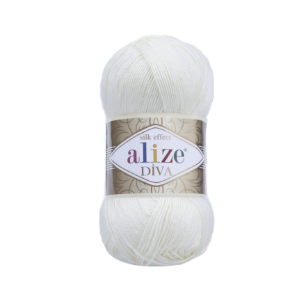Diva (Alize) 1055 сахарно-белый, пряжа 100г