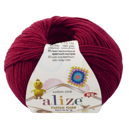 Cotton Gold Hobby New (Alize) 390 вишня, пряжа 50г