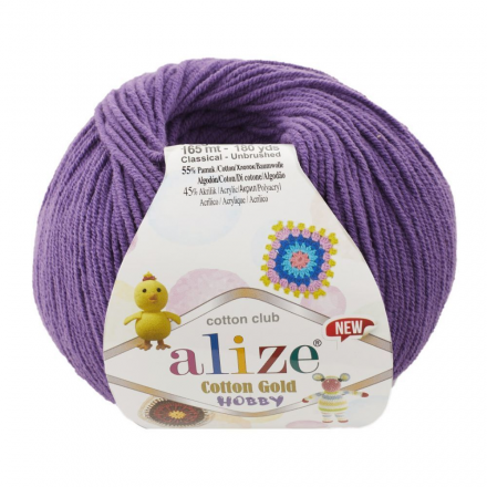 Cotton Gold Hobby New (Alize) 44 фиолетовый, пряжа 50г
