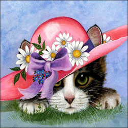 AE0213 &quot;Котенок в шляпе&quot; алмазная мозаика