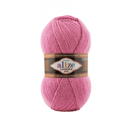 Lanagold Fine (Alize) 178 яр.розовый, пряжа 100г