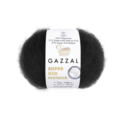 Super Kid Mohair (Gazzal) 64409 черный, пряжа 25г
