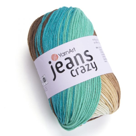Jeans Crazy (Yarnart) 8216 зел.бирюза-шафран, пряжа 50г