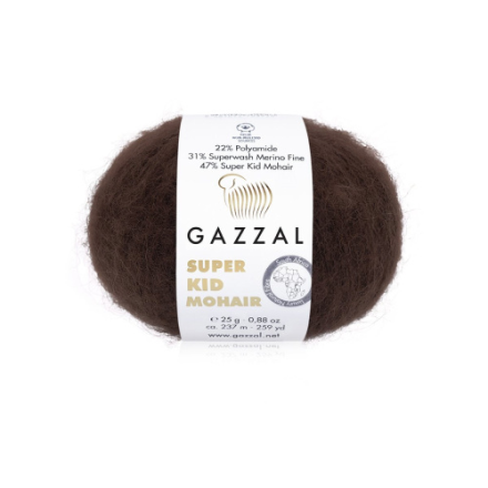 Super Kid Mohair (Gazzal) 64426 горький шоколад, пряжа 25г