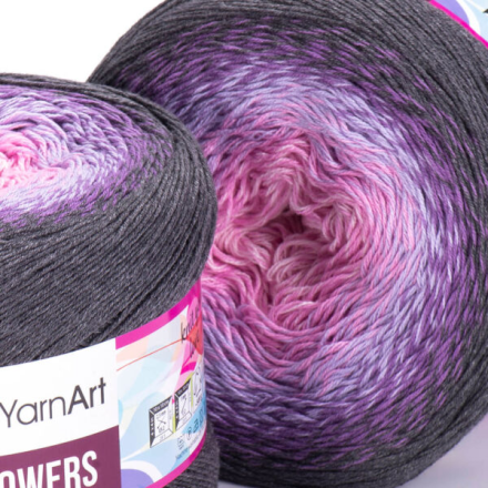 Flowers (Yarnart) 276 розовый-сирень-серый, пряжа 250г