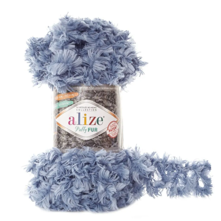 Puffy Fur (Alize) 6106 джинсовый, пряжа 100г