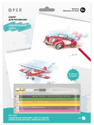 RPSA-0006 &quot;Авто и самолёт&quot; картина по номерам карандашами