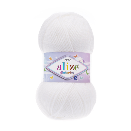 Sekerim Bebe (Alize) 55 белый, пряжа 100г
