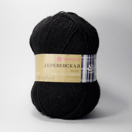 Деревенская (Пехорка) 02 черный, пряжа 100г