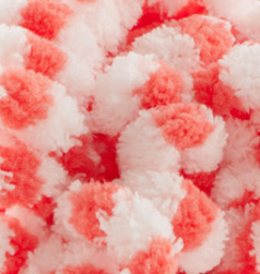 Puffy Color (Alize) 6495 белый-красный, пряжа 100г