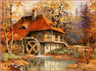 F6281 &quot;Мельница в лесу&quot; алмазная мозаика
