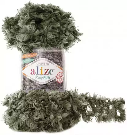 Puffy Fur (Alize) 6117 хаки, пряжа 100г