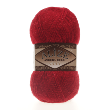 Angora Gold Simli (Alize) 106 красный, пряжа 100г