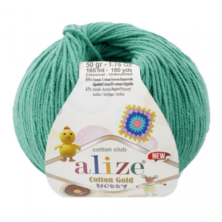 Cotton Gold Hobby New (Alize) 610 нефрит, пряжа 50г