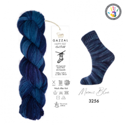 Happy Feet (Gazzal) 3256 т.синий принт, пряжа 100г
