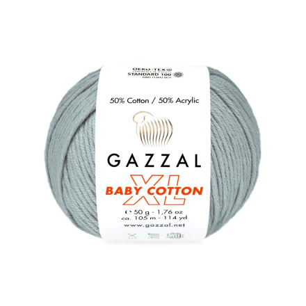 Baby Cotton XL (Gazzal) 3430 серый, пряжа 50г