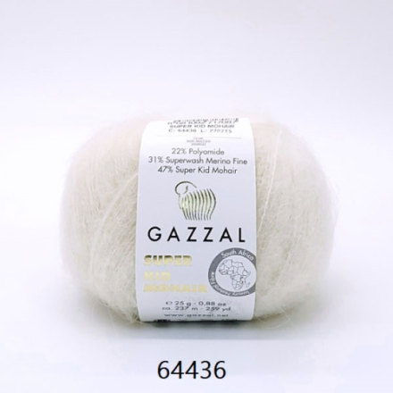 Super Kid Mohair (Gazzal) 64436 слоновая кость, пряжа 25г