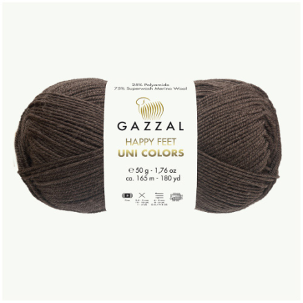 Happy Feet Uni Colors (Gazzal) 3558 горький шоколад, пряжа 50г
