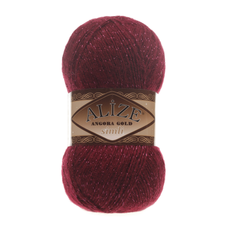 Angora Gold Simli (Alize) 57 бордо, пряжа 100г