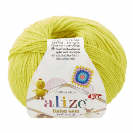 Cotton Gold Hobby New (Alize) 668 лимонный, пряжа 50г