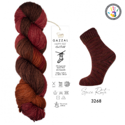 Happy Feet (Gazzal) 3268 винный принт, пряжа 100г