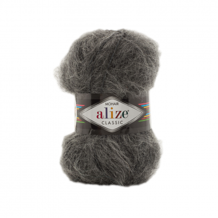 Mohair classik (Alize) 196 тем.серый меланж, пряжа 100г