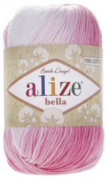 Bella batik (Alize) 2126 розовый-белый, пряжа 100г